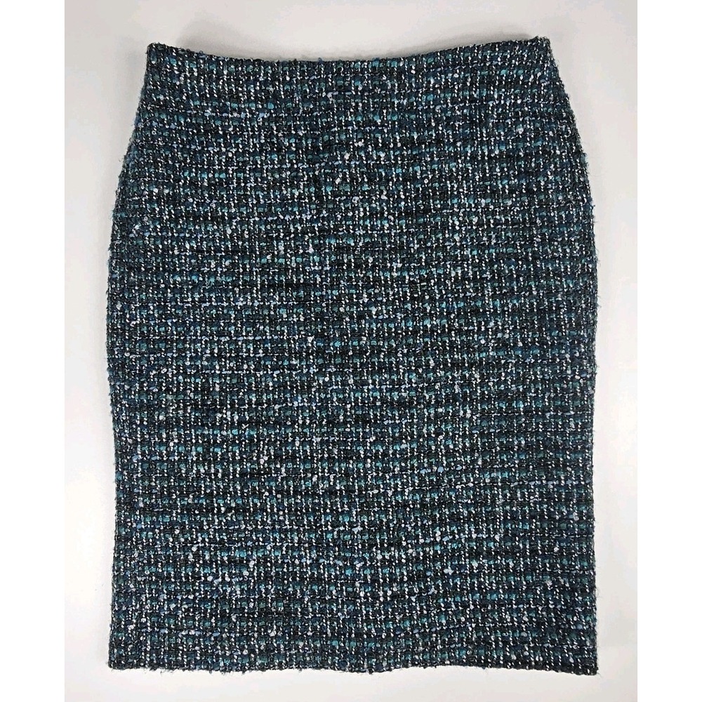 TALBOTS Skirt Womens 2P Textured Black Green White Pencil Zipper Lined